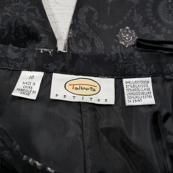 Talbots Petites Key Print Silk Wool Pants Size 10 - Picture 6 of 6